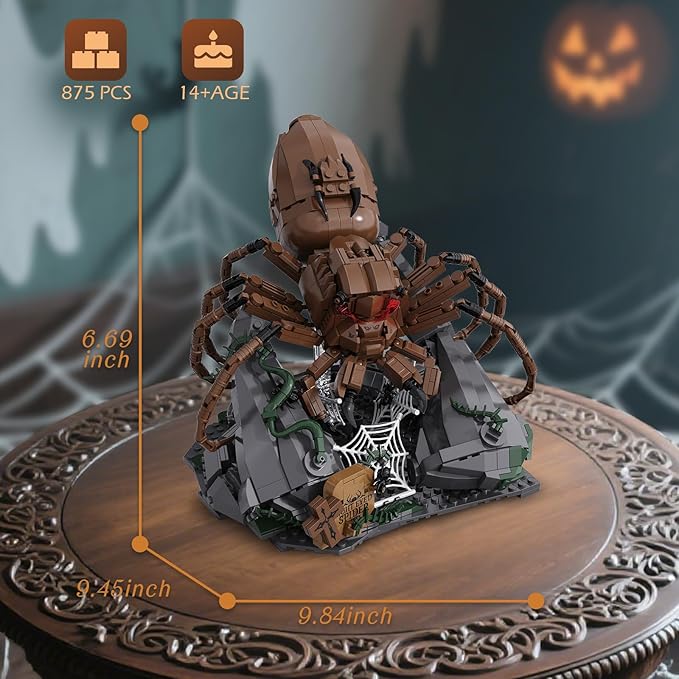 Spider Model Building Set for Adults Boys Girls Eight Eyed Spiders Animal Display Model Halloween Decor Insect Series Building Toy Creative Birthday Gifts (875 Pieces