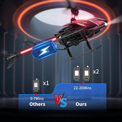 Dwi Dowellin RC Helicopter Remote Control Helicopter Toy for Kids with 26 Mins Flight(2 Batteries)8 Light ModesEasy Control for Boys Girls Age 8-12(Red)