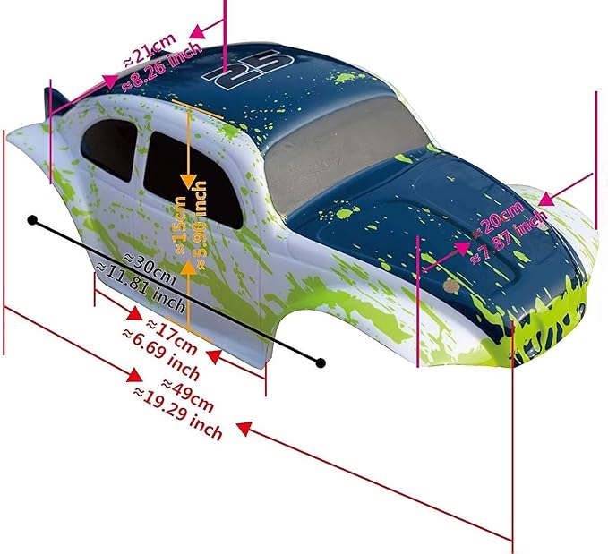 SummitLink Custom Body Compatible for 1/10 1/8 Scale RC Car or Truck (Truck not Included) (Muddy Pink Over Black)