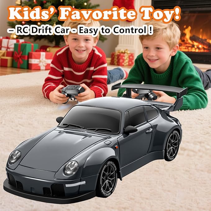 RC Drift Car 1:24 Scale Remote Control Vehicle with LED LightsDrifting Tires＆Two Batteries Racing Sports Toy Idea Gift for Adults Boys Girls and Kids
