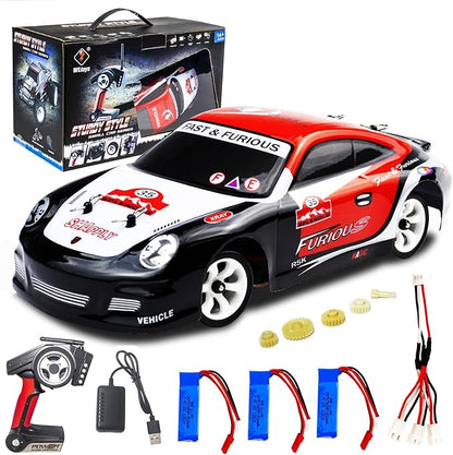 WLtoys K969 RC Car Upgraded 500mah Battery x 3 1/28 Scale 4WD 30KM/H High Speed RC Racing Drift Car for Kids and Adults with Gift Box