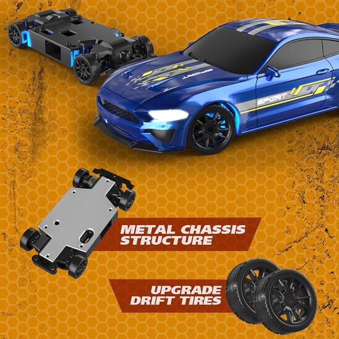 1:43 Scale Mini RC Drift Car 2.4GHz 4WD Desktop RC Drift Car 15KM/h Handheld Racing Mini Vehicle with LED Lights Speed Switching Racing Sport Toy for Adults Teens (Dark Green)