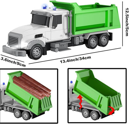 Remote Control Construction Dump Truck Toy RC Vehicle6 Channel Truck Toys with 6 pcs Wood2 Rechargeable Batteries1/24 Scale Dump TrucksBirthday Gifts Ideas for Boys Age 3-8 Year Old