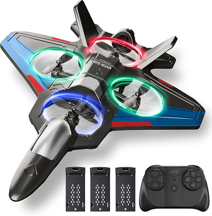 RC Planes with 3 Batteries for Kids Adults Foam Remote Control Airplane Jet Helicopter Drone Toys for Kids Adults 8-12 12-16 Remote Control Plane Airplane Toys with Led Lights