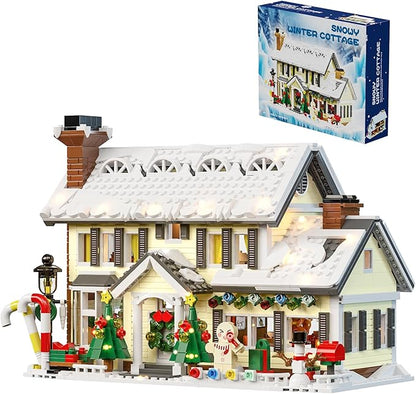 Winter Christmas Holiday House Building Set Holiday Village Blocks Christmas House Gifts for Adults and Teen (1431pcs)