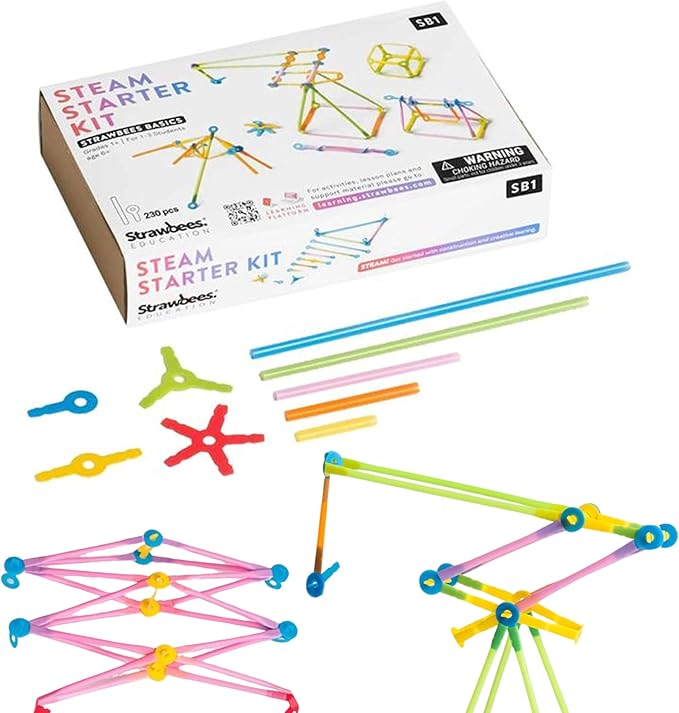 Strawbees STEAM Starter Kit - Educational Connecting Toys for Makers &amp Families Building Toy Toolbox with Straws and Connectors for Creative STEM Exploration in Schools &amp Home Learning