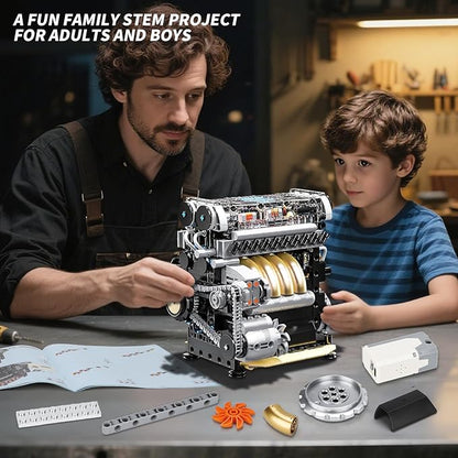 L4 Engine Building Sets for Adults MOC Inline 4-Cylinder Mini Car Motor Model Kit That Runs DIY STEM Toy Gift for Teens 14+ (853 PCS)