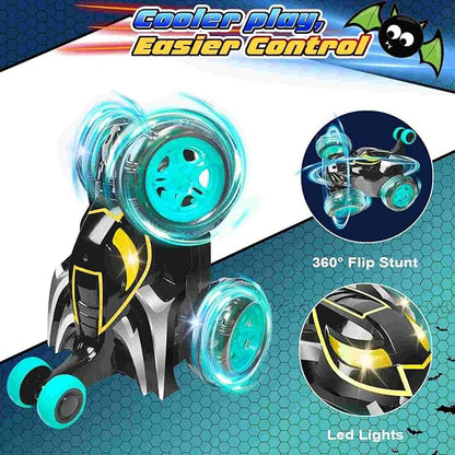 Kids Toys Bat RC Car for Boys 4-7 - Cool Bat Monster Remote Control Crawler Toy 360° Flip Fast Stunt &amp 4WD Light Up Wheel - Fun Boy Gift Idea for Birthday Chirstmas Stuff Age 3 4 5 6 7 8