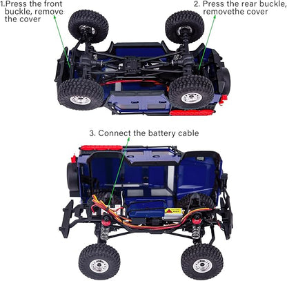 Cheerwing 1:18 Rock Crawler 2.4Ghz Car 4WD Off Road RC Monster Truck with Two-Speed Gearbox Hobby RC Car for Adults (Blue)