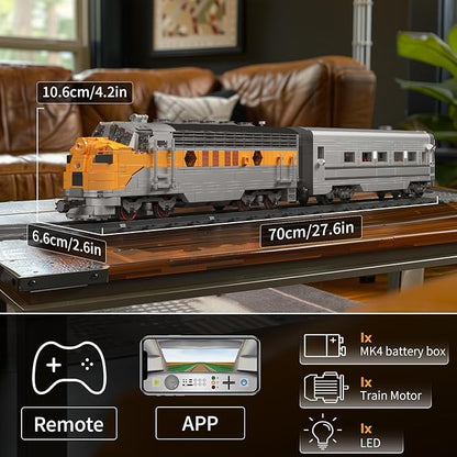 Mould King 12018 Train Building Blocks Sets Remote/App Control EMD F7 Internal Combustion Locomotive Kits Scale Model with Tracks for Adults Teen(1541 PCS)