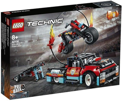 LEGO Technic Stunt Show Truck &amp Bike 42106 Includes Stunt Motorcycle Toy Truck and Trailer (P10 Pieces)