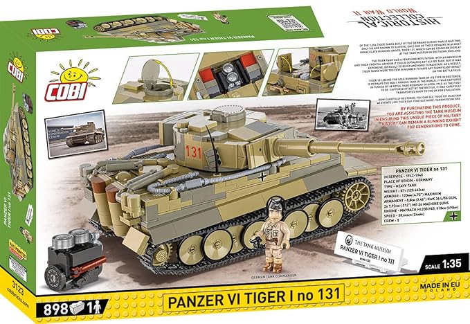 COBI The Tank Museum Historical Collection WWII Panzer VI Tiger I no. 131 Tank Building Set 898 Pieces