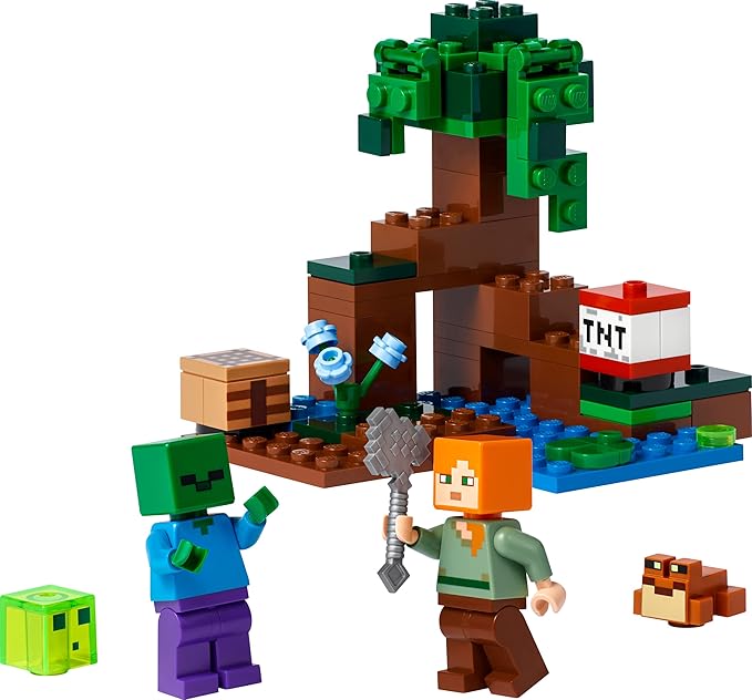 LEGO Minecraft The Swamp Adventure 21240 Building Game Construction Toy with Alex and Zombie Figures in Biome Birthday Gift Idea for Kids Ages 8+