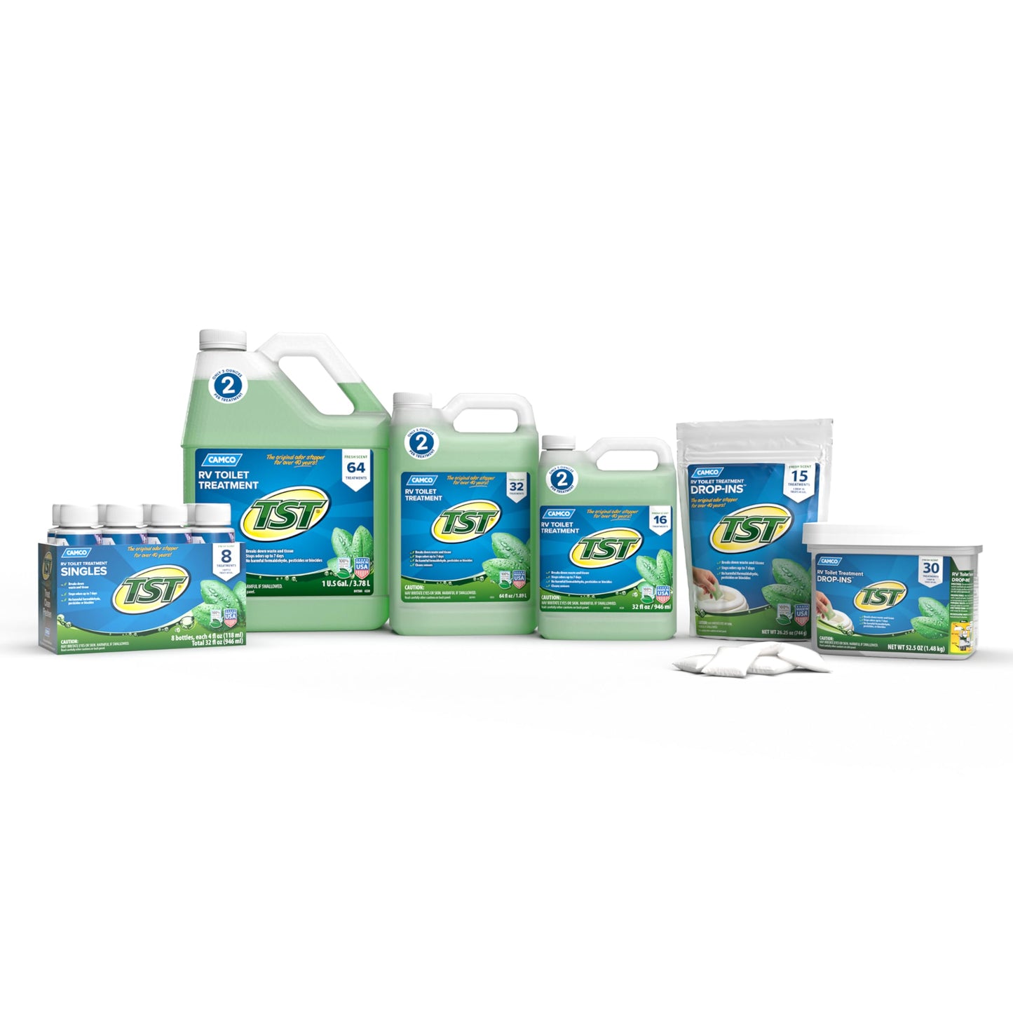 Camco 40227 TST Fresh Scent RV Toilet Treatment, Formaldehyde Free, Breaks Down Waste And Tissue, Septic Tank Safe, Treats up to 32 - 40 Gallon Holding Tanks (128 Ounce Bottle)