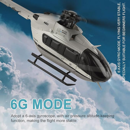 Wltoys K160 Helicopter 4CH EC-145 Rescue Helicopter with Brushless Motor &amp 6G Gyro - Altitude Hold One-Touch Fly 8-10 Min Flight Anti-Crash Scale 4-Blade Design for Beginners and Pros