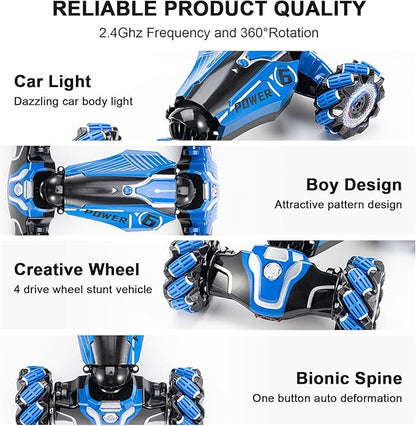 Gesture Sensing RC Stunt Car 2.4GHz 4WD Remote Control Gesture Sensor Toy CarsDrift Remote Control Car with 360° Flips Lights &amp Music for Boys Girls Ages 5-12