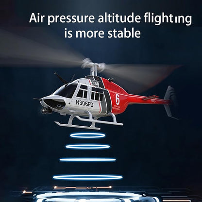 C138 Remote Control Helicopter 1:33 Scale Bell206 Helicopter 2.4G 4CH RTF Single Propeller Aileron Free Six-axis Gyroscope Modular Battery One-Touch Function Gift for Adults 2 Batteries