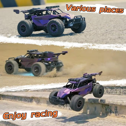 1:16 Scale Purple Remote Control Car 20 Km/h High Speed Girls Remote Control Car Monster Vehicle with LED Headlights and Chassis Lights RC Truck for Girls Boys and Adults