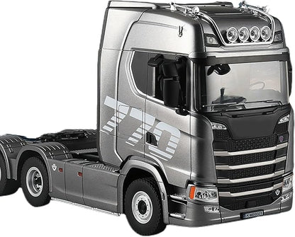 19Channels 770S Hobby RC Tractor Truck Toys 1/18 Scale Light Sound Effects Remote Control Lorry Car Vehicle Trailer for 14y+ Beginners Adults (6-Wheels Grey)