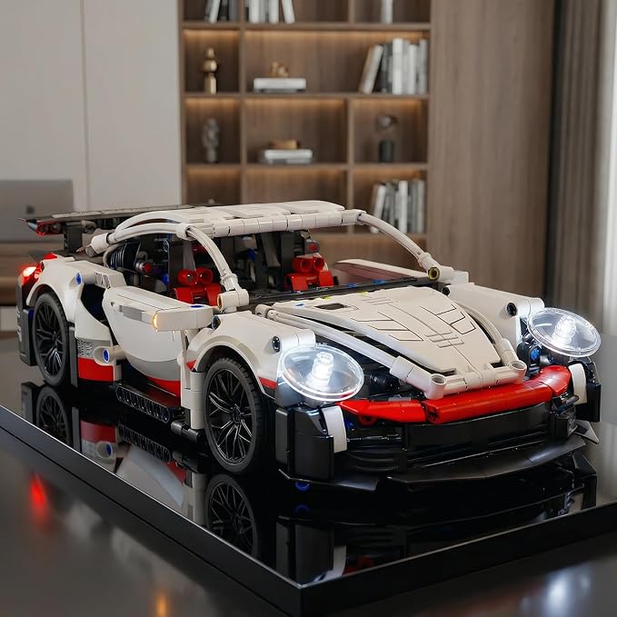 DIY RC Kit - 1226PCS Building Blocks for Adults 1:14 Scale Gloss White Sports Car with Remote Control Programmable App &amp LED Lights Build Your Own RC Car Kit