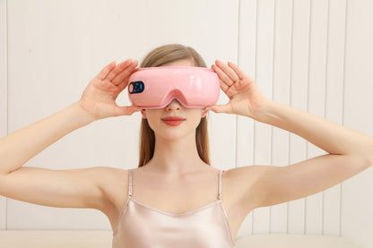 TLINNA Eye Massager with Airbag Kneading,Constant Temperature Hot Compress, Multi-Frequency Vibration and Bluetooth Music (Blush Pink, Large)