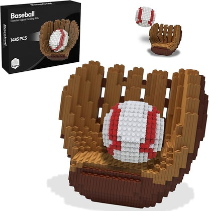 Baseball 3D Building Block Set - Ball and Gloves - Educational Toy - Perfect for Ages 14 15 16 Years and Above - Challenging Creative Fun and Skill-Building - 3D Instruction (1485 PCS)