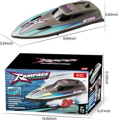 Fast RC Boat for Adults 20KM/H High Speed Remote Control Racing Boats Self-Righting 2 Batteries 20+ Mins 2.4GHz Pool &amp Lake Summer Toys Gifts (Silver)