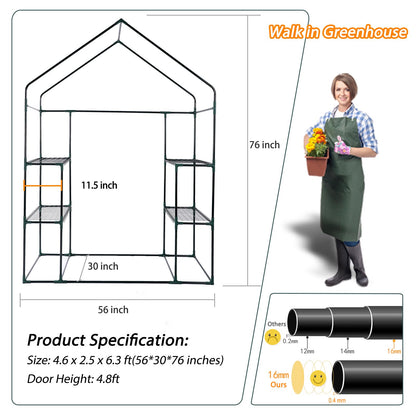 KOKSRY Mini Greenhouse,Greenhouses for Outdoors,Portable Walk in Green House for Garden Plants That Need Frost Protection and Away from Pests, Animals(56"x30"x76")-Green