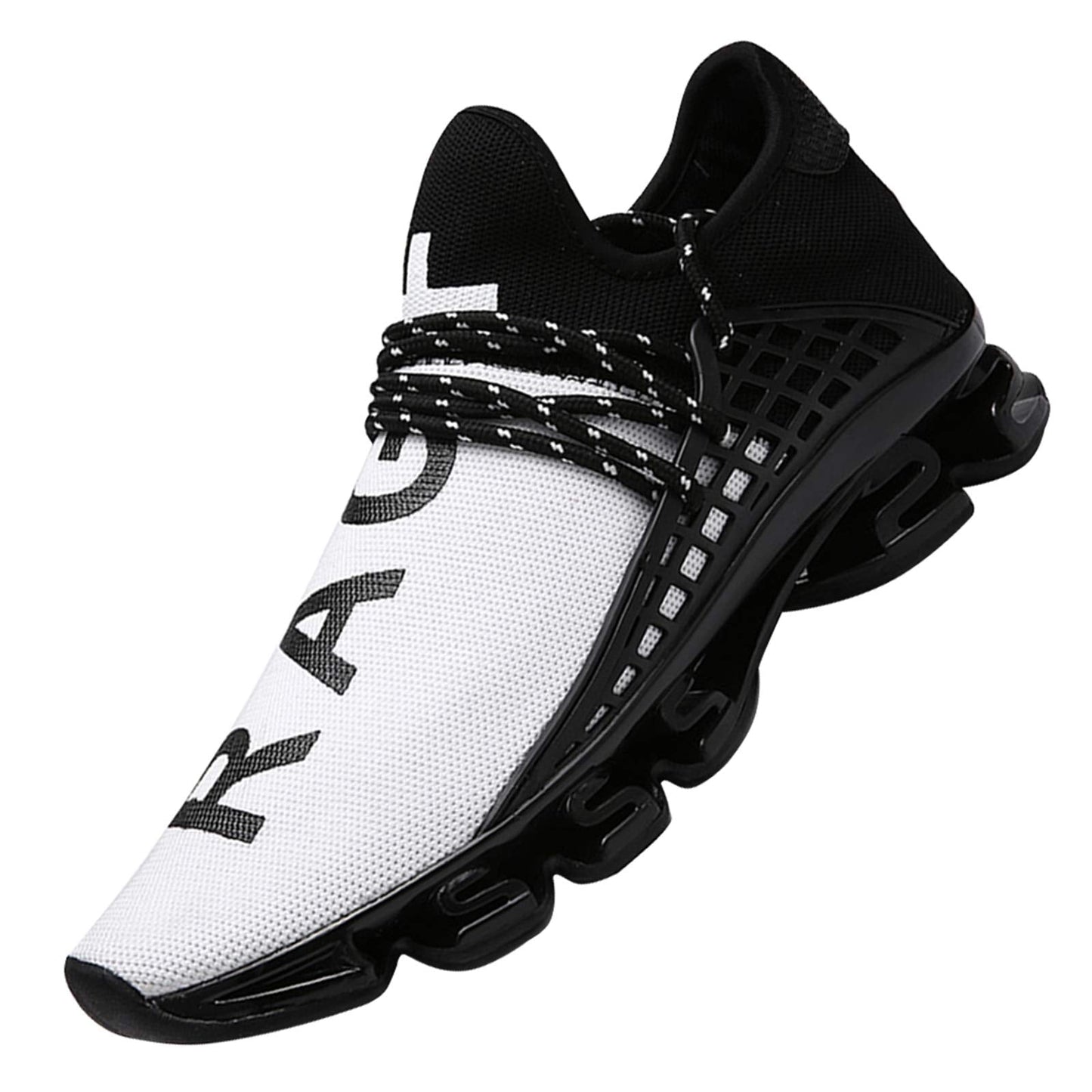 DUORO Men's Slip On Road Running Shoes, Breathable, Lightweight, Comfortable, White, Size 11.5 Wide