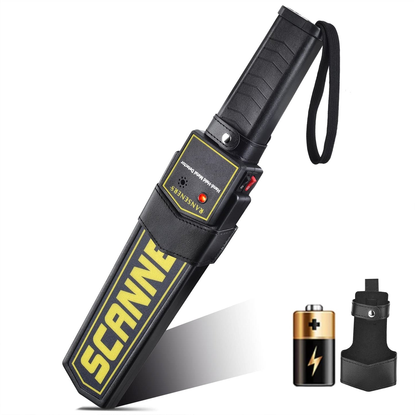 Hand held Metal Detector Wand Security Scanner,High-Sensitivity Security Wand Metal Detector,Portable Adjustable Sound & Vibration Alerts, Detects Weapons Knives Screw (High Sensitivity, Black)