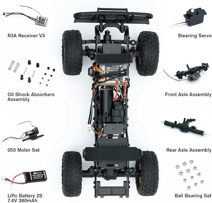 EAZYRC FMS 1/24 FCX24M RC Crawler RTR Land Rover Series with Licensed 1/24 RC Truck 4X4 Mini RC car with Lighting 2.4Ghz Remote ControlBattery (Defender110)