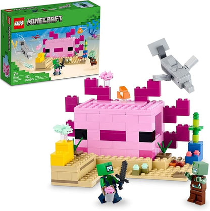 LEGO Minecraft The Axolotl House 21247 Building Toy Set Creative Adventures at a Colorful Underwater Base Includes a Diver Explorer Dolphin Drowned and More Minecraft Toy for 7 Year Old Kids