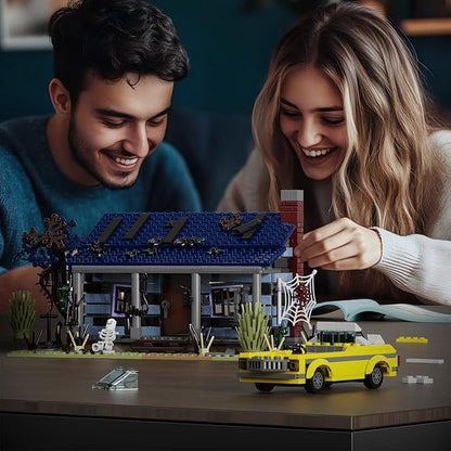 Evil House Building Set Deadly Darkness House Compatible with Lego Halloween Horror House with Movable Car Haunted House Toy Model Collectible Gift for Boys and Movie Fans (639 Pcs)