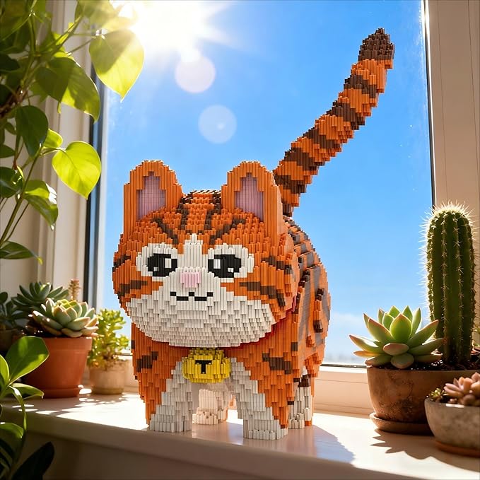 Orange Cat Micro Mini Building Block Sets for Adults No Compatible with Lego 6470PCS Pet Building Toys for Home &amp Office Decor MOC 3D Creative Model Gifts for Christmas