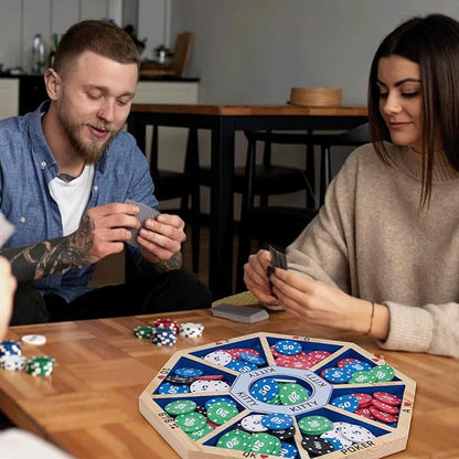 Wooden Michigan Rummy Board Game13 * 13 inchesTripoley GameDeluxe Set 1 Michigan Rummy Board2 Pokers100 Chips(in a Box)1 Manual1 Portable StorageParty GameBlue (Blue)