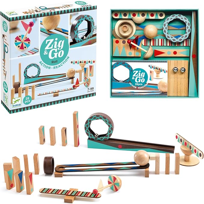 DJECO - Zig &amp Go 48-Piece Set - Building Intricate Marble Tracks - Stimulates Creative Thinking - Engaging Play for Intellectual Growth - Educational STEM Learning - Ages 8+ Years