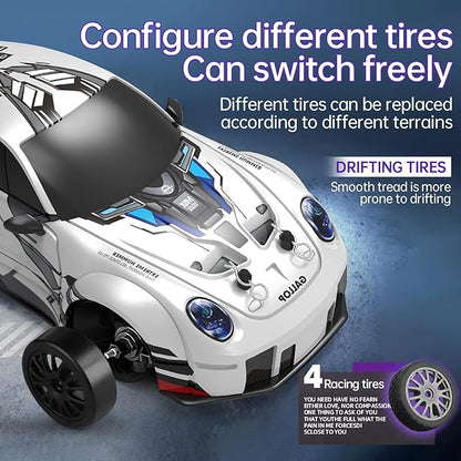 1:24 Scale RC Drift Race Car – 20km/h 4WD High Speed Dual Batteries 50+ Min Play 2.4GHz Remote – Multi-Surface Drift Tires + LED Lights Gift for Adults Boys and Girls