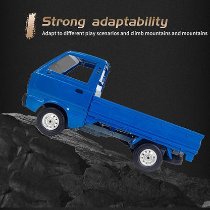 WPL D12 RC Kei Truck 1:10 Scale Remote Control Drift Car 2.4GHz All Terrain Off Road Pickup Truck Crawler with Brushed Motor LED Headlights 2 Batteries RTR for Adults (Blue)