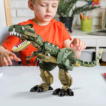 KAZI Dinosaur Toy Building Set for Kids2 in 1 Dino Toys for Boys Ages 8+2 Building Options - T Rex to Mosasaur Dinosaur FiguresGift Idea for BirthdayEaster Basket Stuffers