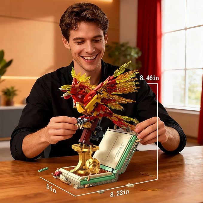 1252PCS Moc Fire Phoenix with Book Building Block Set for Adults NO Compatible with Lego Magic Phoenix STEM Bird Toy Collection Model Gift for Kids Boys and Girls
