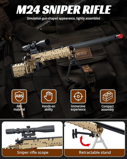 Nueris 1:1 M24 Building Blocks Gun Sets - 1088 PCS Model Guns Collection Toy Building Bricks Sniper Set Shootable - Simulation Militarily Toy Lovers