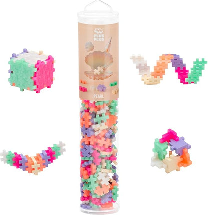 PLUS PLUS 240 Piece Interlocking Building Blocks for Kids Open Ended Connecting Toys STEM Bin Mini Manipulatives - Pearl Mix Play Tube &amp Baseplate