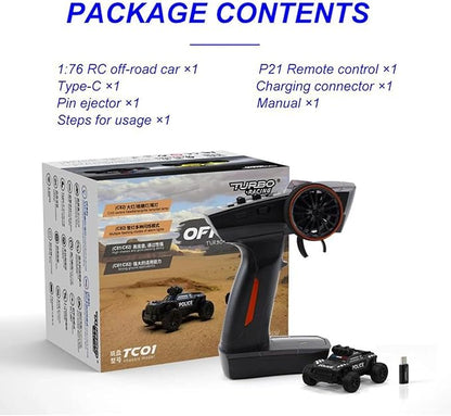 Turbo Racing 1:76 Scale RC Sport Car Table Racing 2.4GHZ Remote Control Mini Model Crawler Car with Full Proportional RTR for Adults Gift (C82)