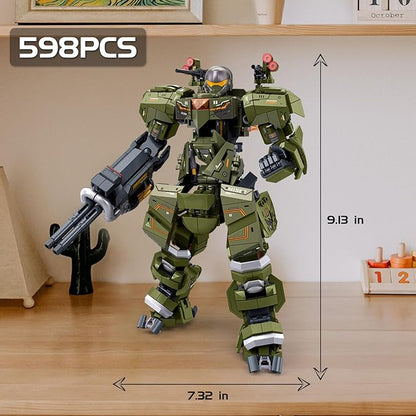 Mech Robot Transforming Building Blocks Set for Adults Green City Protector Mecha Model Action Figures Cool Creative Robots STEM Toys Gift for Teens Boys 598 Pieces