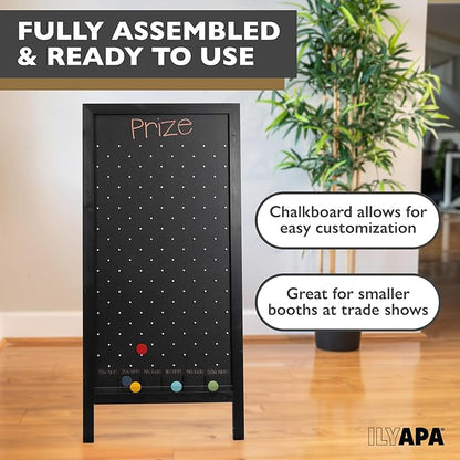 Ilyapa Extra Large Prize Drop Board Game - 28x57 Inch for Events Trade Show &amp Carnival Double Sided Wooden A-Frame Chalkboard Sign Eraser