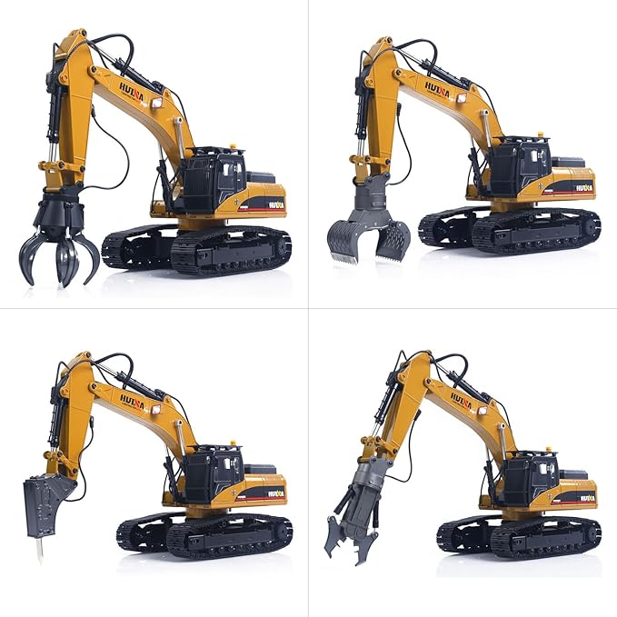 TOUCAN RC HOBBY US in Stock 1/14 Metal Excavator Model HUINA New Upgrade 580 Engineering Vehicle Electric Ball Grabber 360 Rotating Shear Claw Sound Lights for Ages 14+ Gift