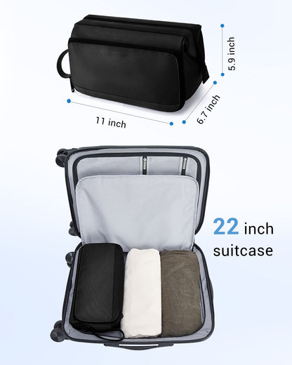 BAGSMART Toiletry Bag for Men, Wide Opening Dopp Kit Water Resistant Shaving Hygiene Organizer for Bathroom, Travel Essentials, Black