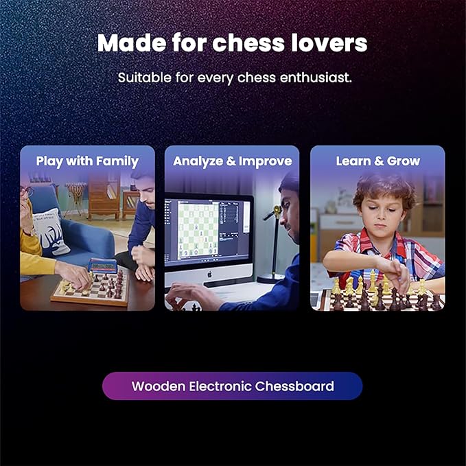 Chessnut Air Electronic Chess Set A magnificently Handcrafted Wooden Chess Board with Extra QueensLEDs AI Adaptive Electronic Chess Set Game and App with Computer Chess Board
