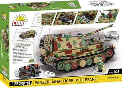COBI Historical Collection WWII Panzerjager Tiger (P) Elefant Tank Building Set 1252 Pieces