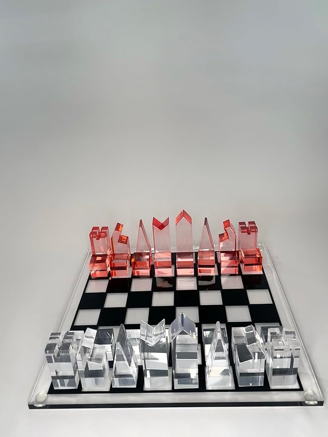 Luxury Acrylic Chess Set Sophisticated Stylish Design 2 Players Age 12+
